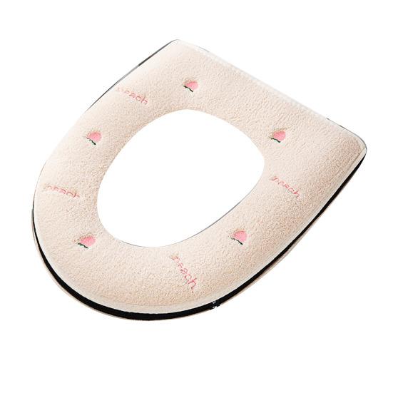 

Toilet Seat Cover Soft Stretchable Non-Slip Washable Pad Round Elongated Square Toilet Seat Mat Wrinkle Resistant Toilet Seat Protector бежевый