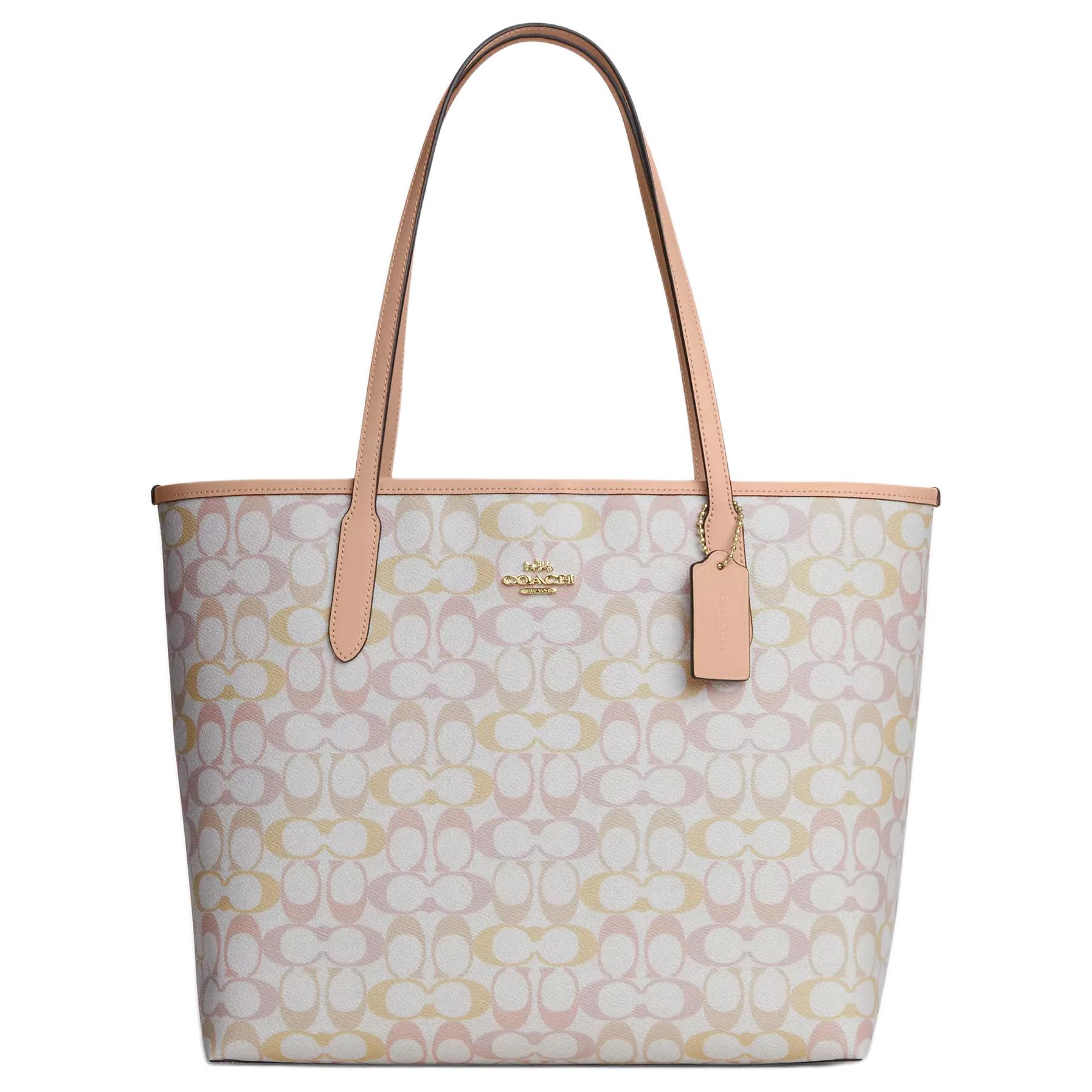 

Coach Maggie 33 Classic Monogram Logo Faux Leather Tote Bag Women tote bags Light-Yellow CDZ04-IMM8C Basic Set (Bag+Dust Bag)