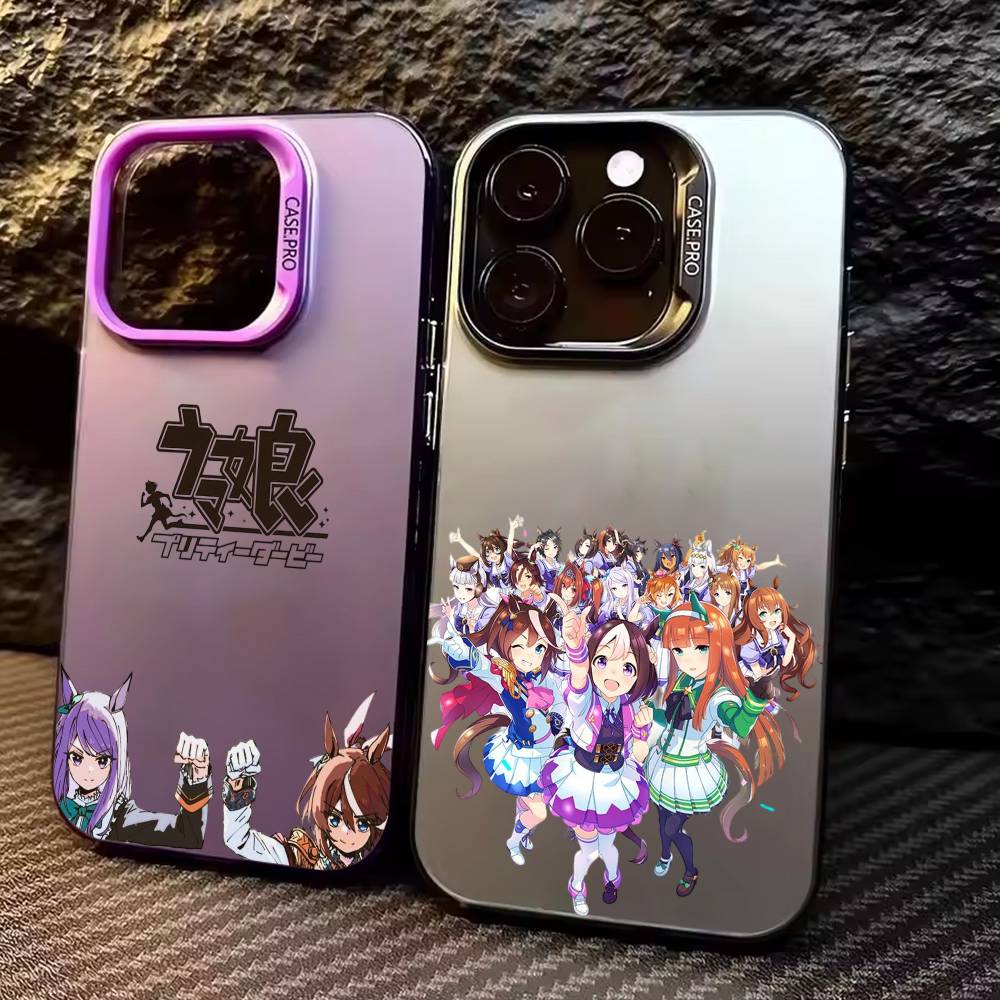 Uma Musume Pretty Derby Phone Case For iPhone17,16,15,14,13,12,11 Plus,Pro Max Colored Silver Plated Inside Cover