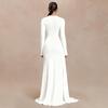 Elegantes Damen Winter Langkleid mit hohem Kragen und gefalteter Rüsche
