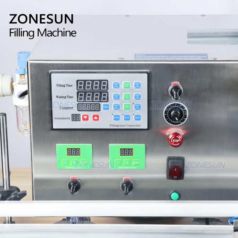 ZONESUN ZS-DTDP20-2s Automatic Big Flow Double Heads Liquid Beverage Shampoo Gel Filling Machine Diaphragm Pump Bottle Filler