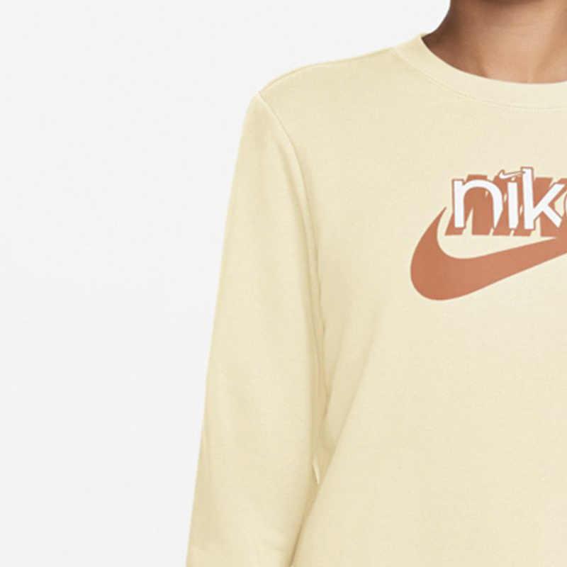 New Nike Swoosh 'Coconut Milk/Amber Brown/White' Sweatshirt FN3629-113