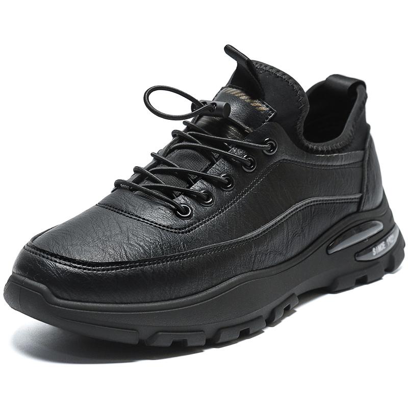 Мужская кожаная обувь для скейтборда, офисная деловая работа, прогулочные повседневные кроссовки, студенческая спортивная обувь для путешествий 38 чёрный