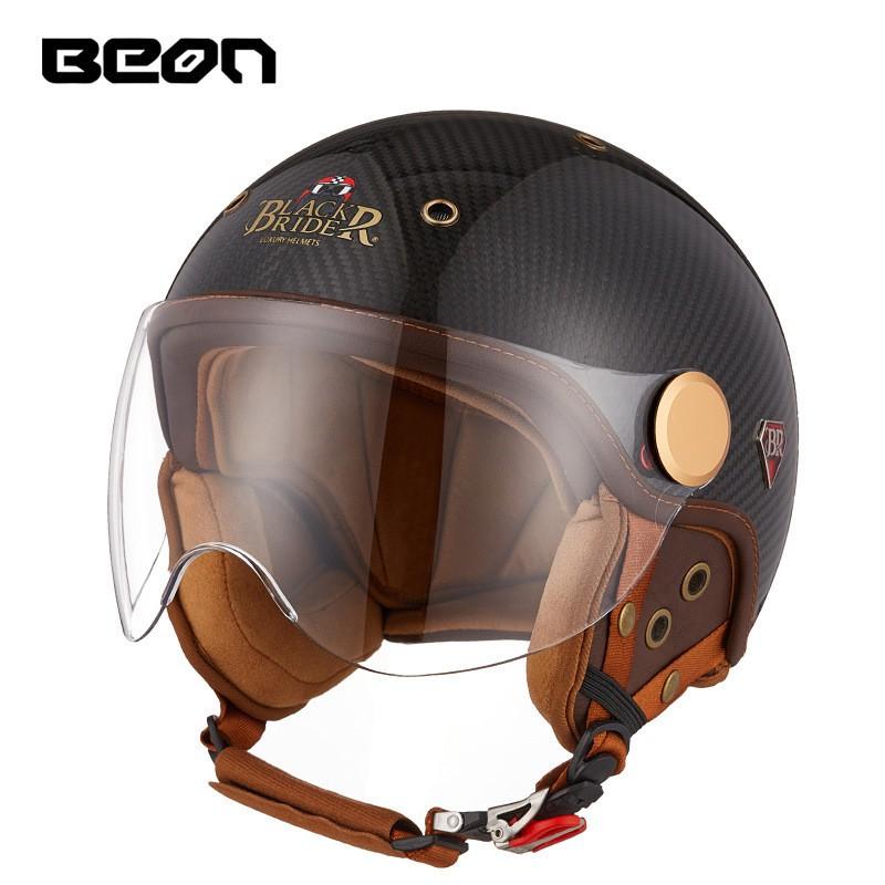 Ultra-Light Carbon Fiber Motorcycle Half Helmet Men Women - 3C Certified All-Season UV Protection Commuter Friendly