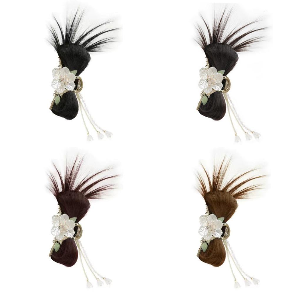 New Chinese Style Chicken Nest Ball Head Wig Hanfu Hairpin Flower Tassel Hairpin Wig  Female