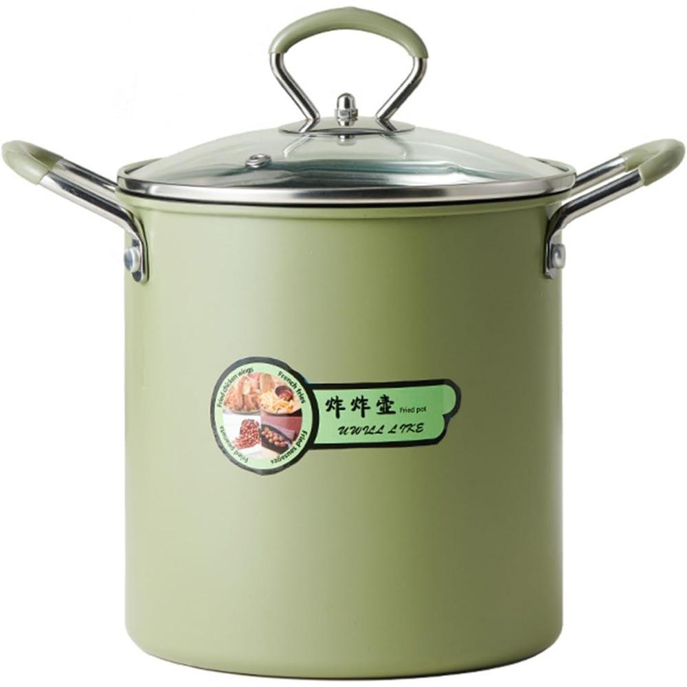 1Pcs 3L Fryer Pot with Basket and Oil Strainer Mini Pasta Pot for Home Kitchen French Fries Chicken Noodles Cooking Utensils
