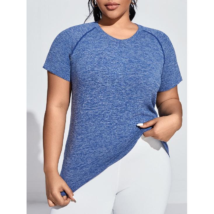 

Thin Sports Outdoor Short Sleeved Sweat Absorbing Quick Drying T-Shirt For Women, Breathable Fitness Suit, Plus Size High Stretch Yoga Top For Women XXXL темно-синього кольору