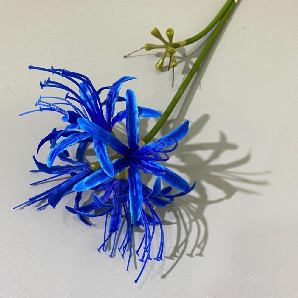 

Lifelike Silk Material Artificial Higanbana Flower Plastic 60cm Length Plastic Silk Flower Handmade Craft Fake Flower Garden синий
