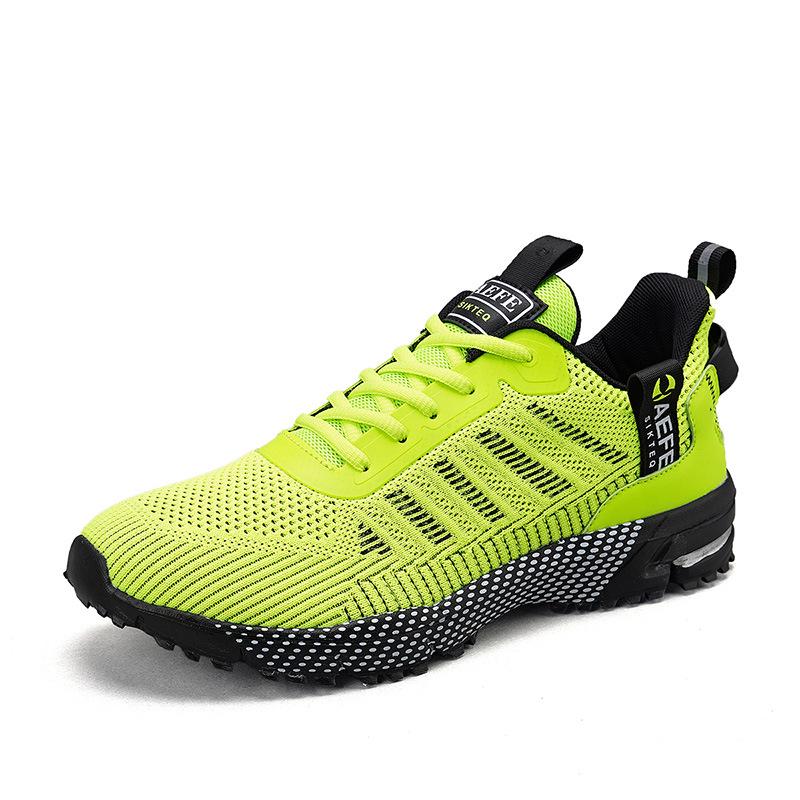 

Fluorescent Green Men s Size 47 Breathable Mesh Running Shoes - Lightweight & Cushioned for Casual Sports Size 44