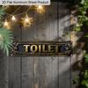 2D Flat 1pc Gothic Luxury Aluminum Toilet Sign "TOILET" with Ornate Gold Frame & Black Background 15.7x3.94 Inch, Vintage Victorian Metal Wall Plaque