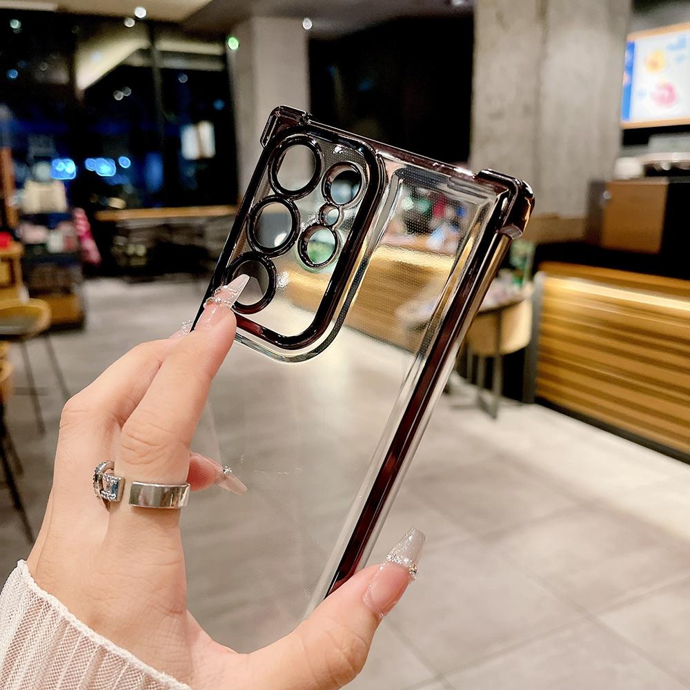 Custodie protettive trasparenti anti-caduta con quattro angoli elettrolitici per iPhone Samsung Huawei Honor Xiaomi Redmi OPPO Realme Vivo Infinix Tecno