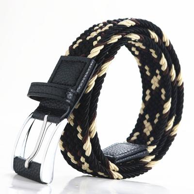 Men'S Braided Belt Elastic Elastic Canvas Belt Unisex No Punch Women'S Belt