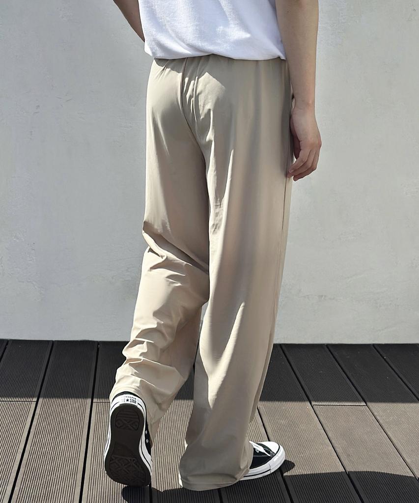 ROCKED GARAGE Unisex Cooling Semi-Wide Elastic Waist Pants_Beige