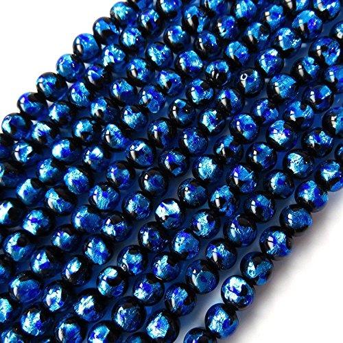 

[GOLD STONE] Firefly Glass Beads, Blue, 6mm, Strand (66 beads), Sold Individually, 40cm Long, Glass Beads, Okinawa, Type A