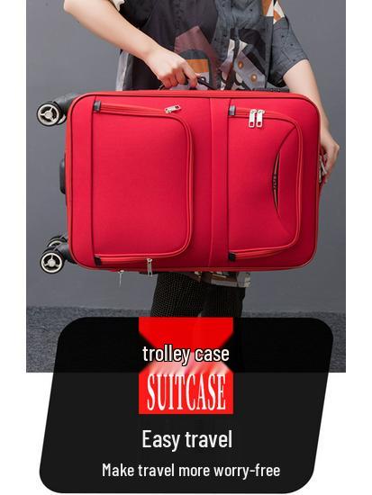 Trendiger großer Trolley-Koffer aus Oxford-Gewebe mit Zahlenschloss - Unisex Canvas und Leder, Koreanischer Stil