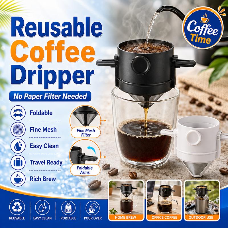 Washable Coffee Dripper Foldable Hanging Ear Filter Reusable BPA Free For Home Office Outdoor Coffee Enjoyment