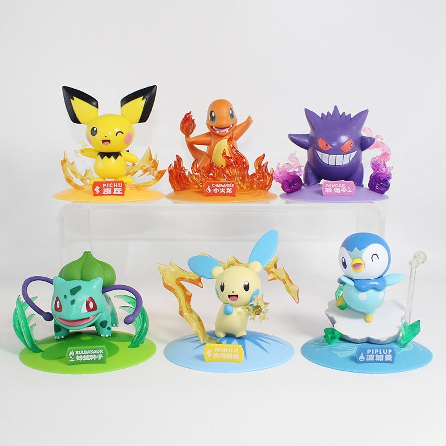 1/3/6PCS Pokmon Blind Box 10cm Q Version Pikachu Action Figure Gengar Figurine Collection Model Toys Halloween Christmas Gifts