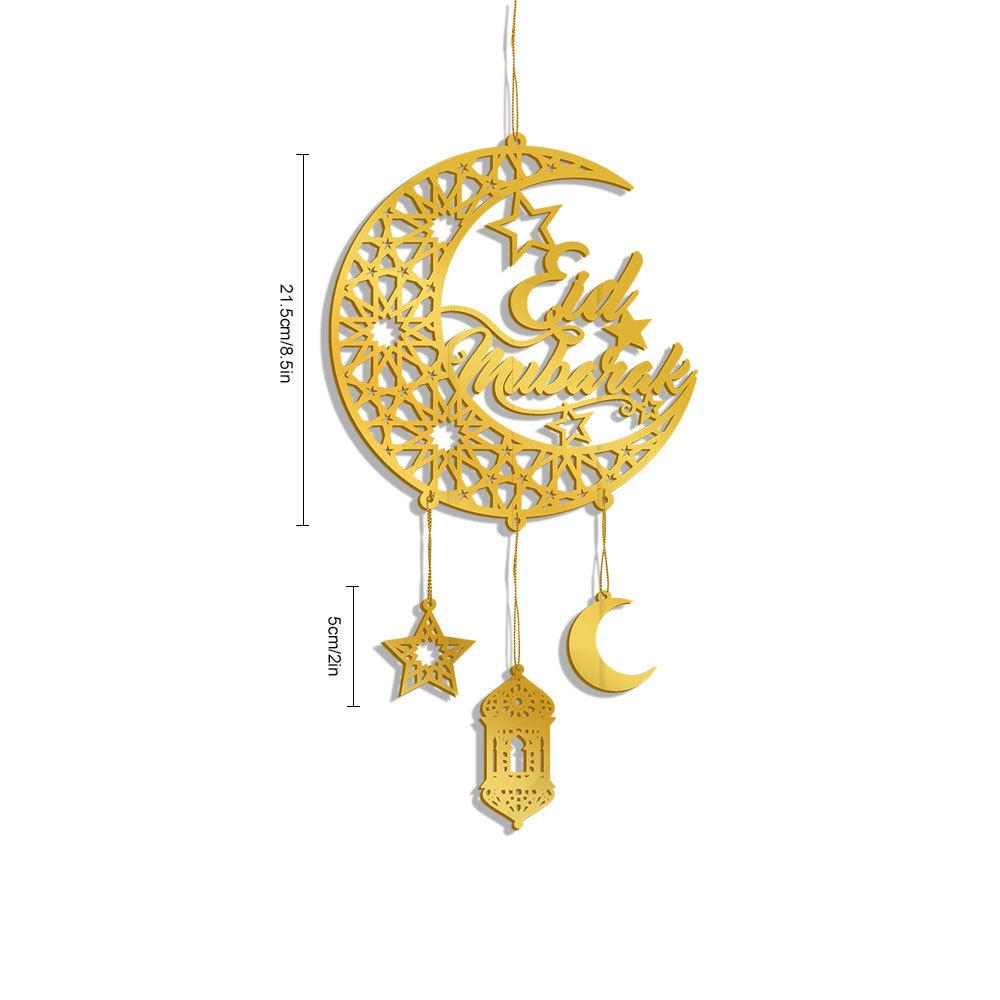 1 Stück Acryl Ramadan Kareem Mond Stern Wandanhänger Eid Mubarak Ornamente für Zuhause Eid Al Fitr Muslimische Islamische Feiertagsparty Dekoration