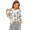 Girls' V-Neck Christmas Print Pullover Top for Winter Casual Wear