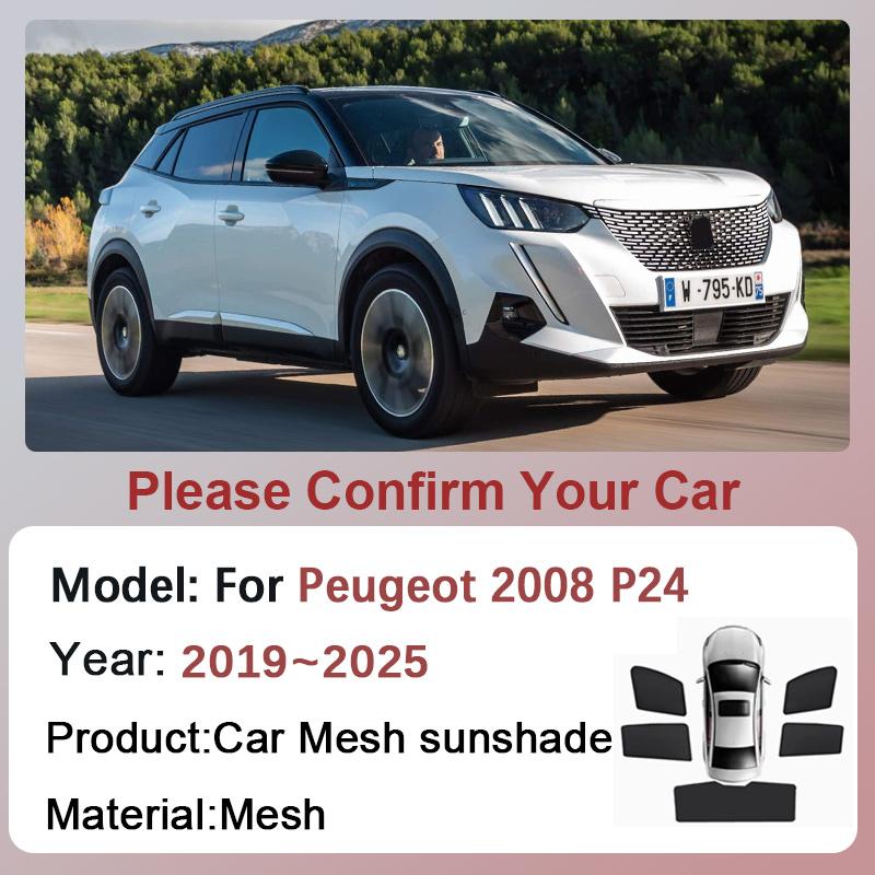 For Peugeot 2008 P24 2019~2025 Car Mesh Sunshade Magnetic Window Sunscreen Sun Visor Privacy Curtain Shade Cover Car Accessories