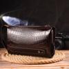 Comfortable Clutch for Men Made of Genuine Textured Leather with Crocodile Embossing CANPELLINI 21561 Brown