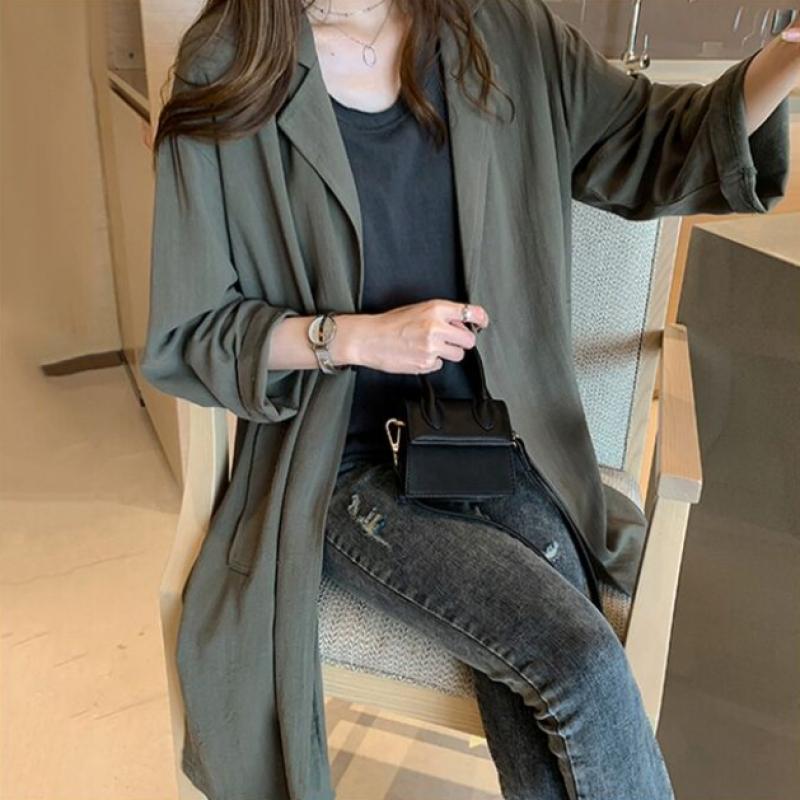 [Shop  ] Women S Spring Summer Lightweight Long Linen Jacket Won Wjk Wab8a16