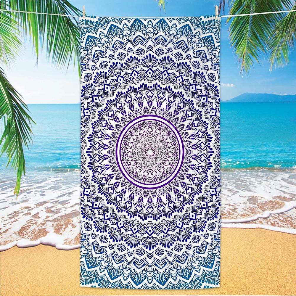 Bohemian Mandala Beach Towel Quick Dry Sand Free Microfiber Bath Towel Geometric Diamond Print Blanket for Summer Pool Travel
