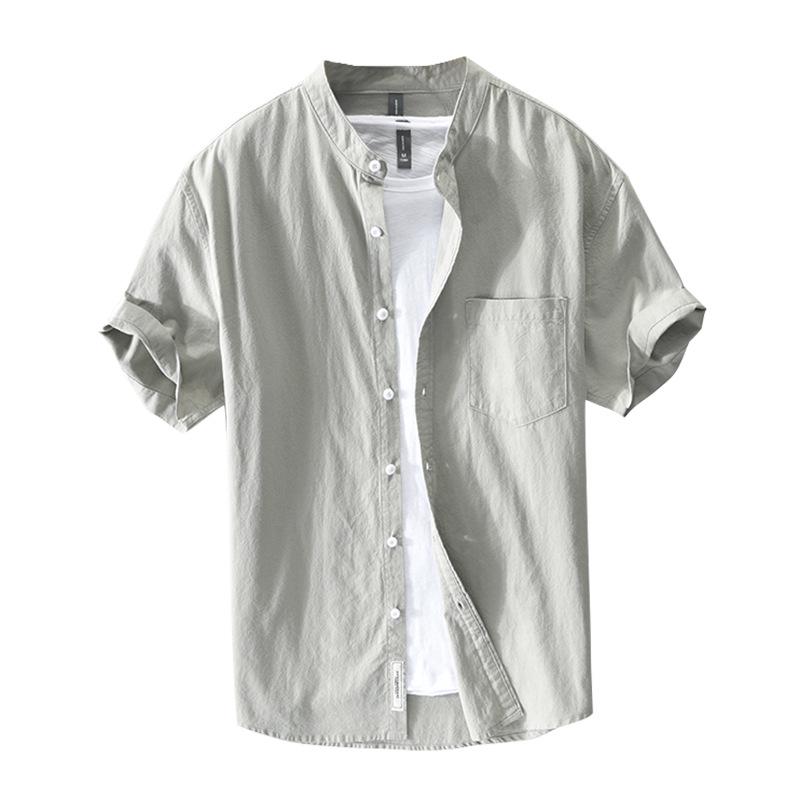 Z921 Men's Casual Stand-Collar Short-Sleeve Shirt Jacket - Spring/Summer Collection
