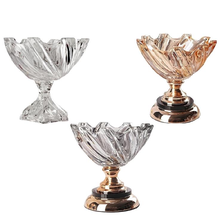 Crystal Glass Fruit Bowl Decorative Bowl for Home Decors Pedestal Bowl for Party Dining Table Centerpieces Serving Bowl