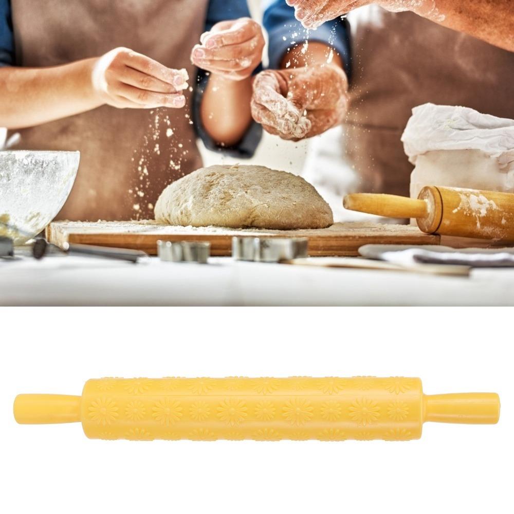 Non-Stick Cake Rolling Pin PP Plastic Dough Roller Durable Embossing Rolling Pin  Clay Craft