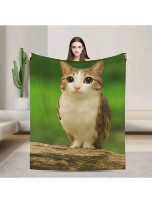 Célèbre sur Internet Meowl Chat Hibou Mème Couverture Velours Super Doux Léger Pour Canapé Lit Bureau Voyage Pique-nique Toutes Saisons
