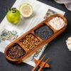 Wooden Divided Serving Tray Condiment Dish Multi Compartment Sauce Dishes for Snacks Appetizers Fruit Candy Elegant Wood Plates for Everyday Use