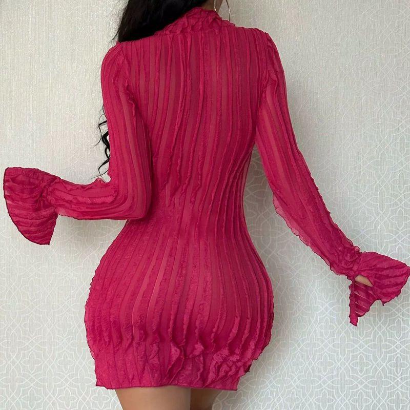 Women's High-Neck Long-Sleeve Dress