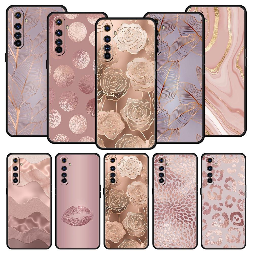 Mooie Rosegouden Kunst Case Voor Realme 12 11 10 9 8 5G 7 6 GT5 GT3 GT2 Pro C21 C11 C25 C35 Voor Realme GT Neo 2 3 3T 5 Cover