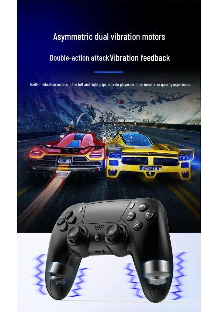 Bluetooth Six-Axis PS4 Controller with Touchpad, Audio Interface, and Motion Sensing for Android, iOS, Computer, and Steam.