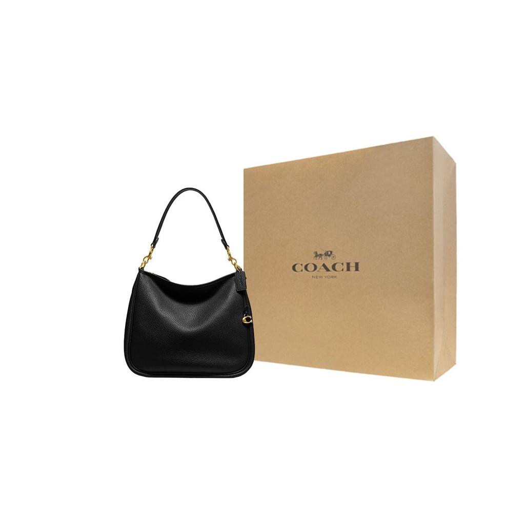 Coach Cary 33 Solid Color Zipper Metal Buckle Classic C Logo Pebble Leather Tote Shoulder Bag Women Bags Black CC435-B4BK