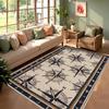 Compass Rudder Pattern Carpet Vintage Nordic Style Rug Indoor Bedroom Living Room Soft Decorative Door Mat