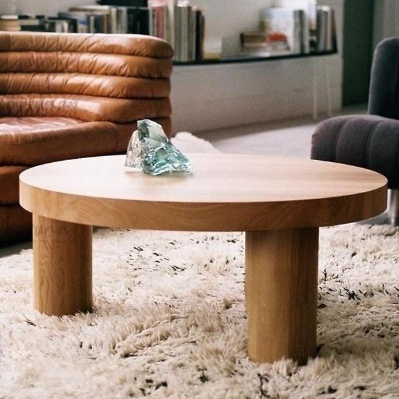 Solid Wood Coffee Table Nordic Round Bedside Table Modern Living Room Decoration Center Tables Rooms Aesthetics Furnitures