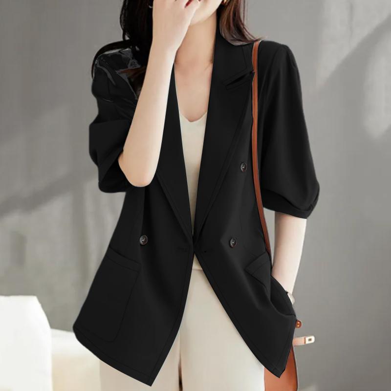 ZANZEA Women Casual Turn Down Collar Loose 3/4 Sleeve Thin Cardigan Blazer