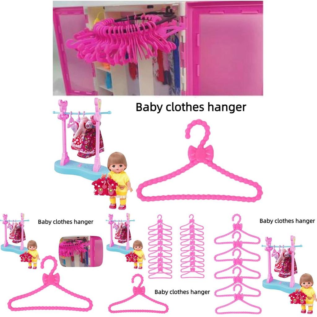 Premium Plastic Clothes Hanger 30cm Height Stylish Pink Bow Pack Of 10