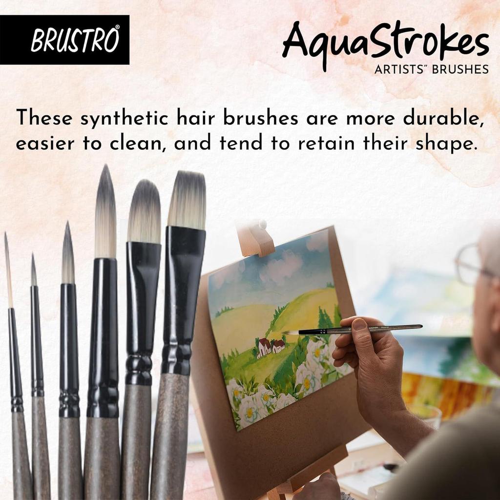 Set of 6 | Ideal for Watercolour, Gouache, Acrylics, Oil Brush, Synthetic Bristles, Wooden Handle