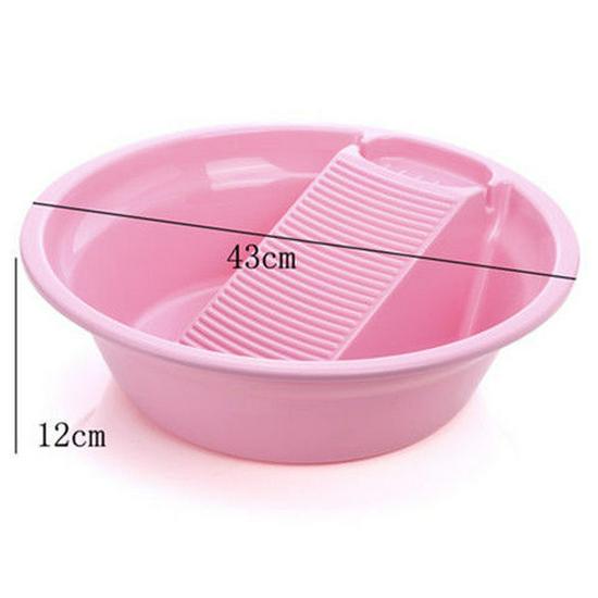 Thickened Plastic Washbasin with Washboard for Laundry and Baby Clothes