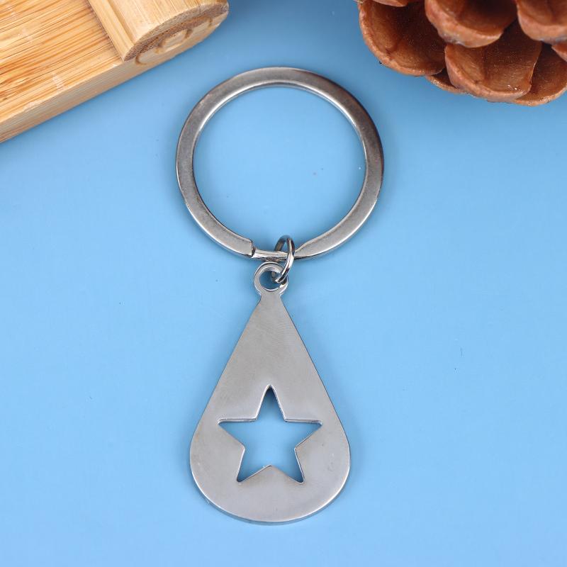 Waterdrop Shape Keychain Alloy Hollow Star Design Minimalist Unisex Gift Car Accessory Home Keys Decor Durable Metal