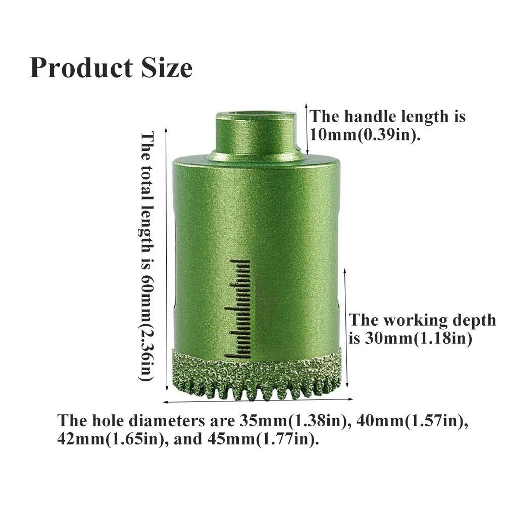 Vacuum Brazed Tile Hole Opener Angle Grinder Dry Drilling Core Drill Bits Less Heat Serrated Dry Drilling Tool Glass Processing