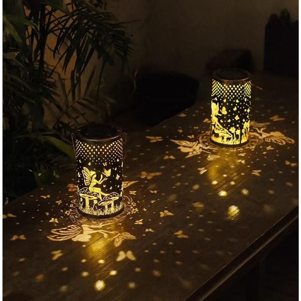 Solar Outdoor Hanging Lights, Dragonfly Hollow Decorative Lights, IP65 Waterproof Courtyard LED Garden Lights, Exquisite Courtyard