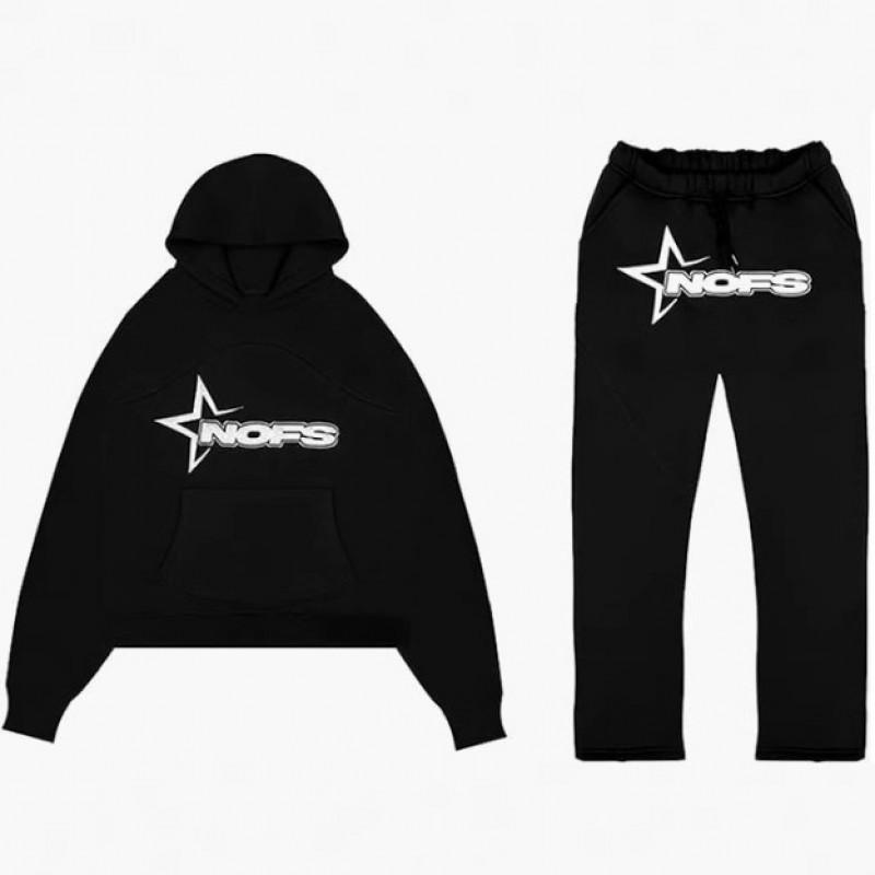 Hip Hop Streetwear Hoodie Pants Set Men Women - Embroidered Letter Print Loose Fit Long Sleeve Unisex Tracksuit