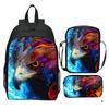 Bedruckter Universum Sternenhimmel Rucksack 3-teiliges Set Tier Wolf Löwe Rucksack Kleine Umhängetasche Federmäppchen