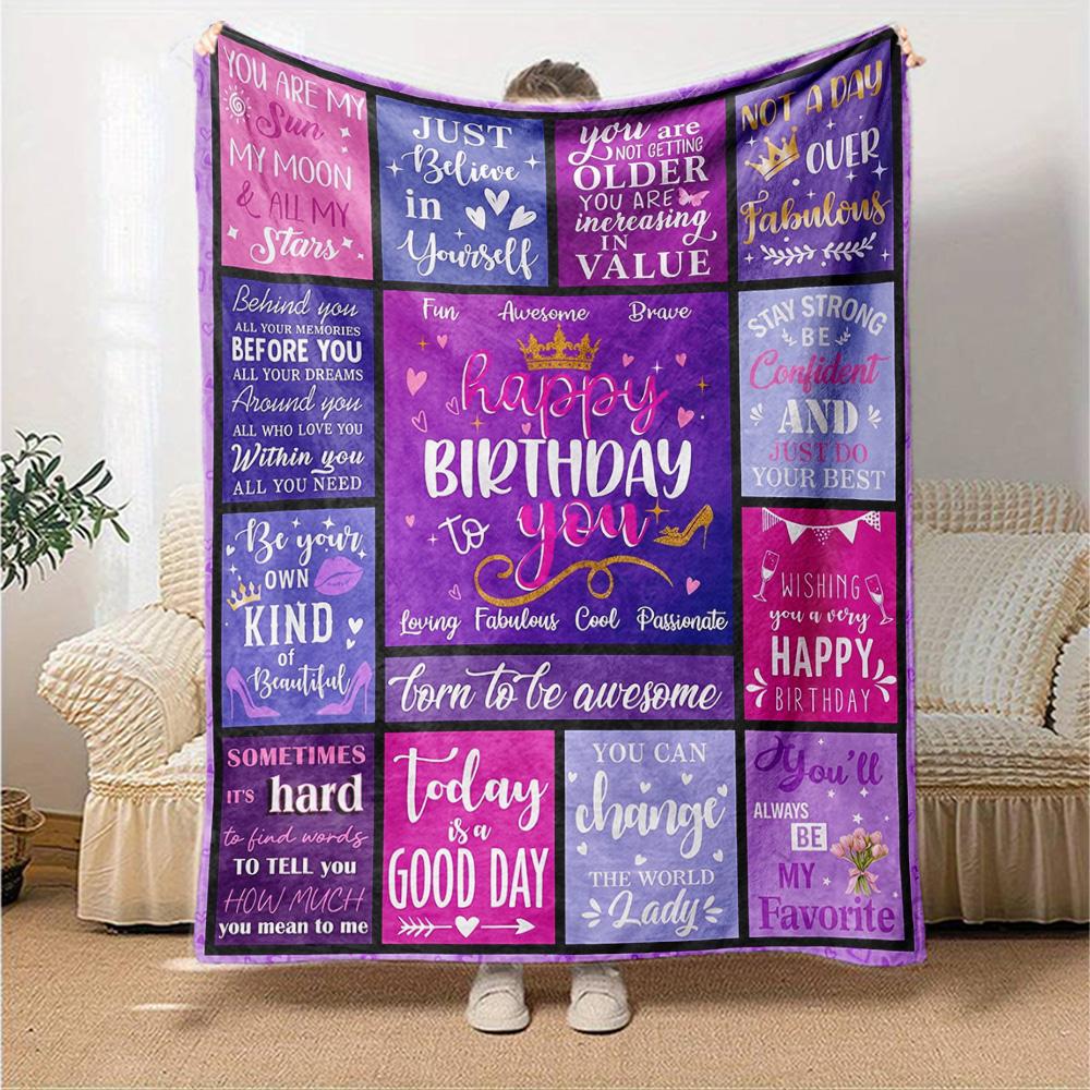Happy Birthday Celebration Multi-purpose Blanket Comfortable ure Suitable for Sofa Couch Office Bed Seasons Universal Warmthful Friends Y32
