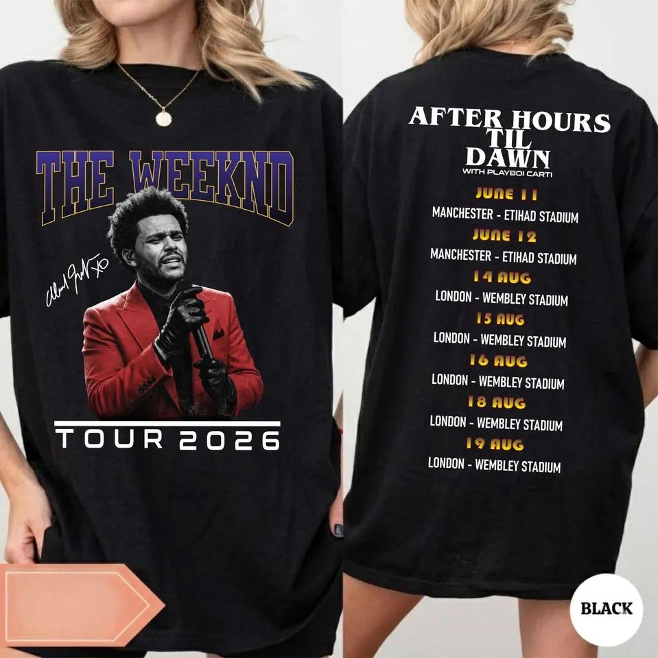 Rapper The Weeknd After Hour Till Dawn World Tour Tshirt Unisex Women Summer Cotton Clothing Hiphop Short Sleeved Top Unisex