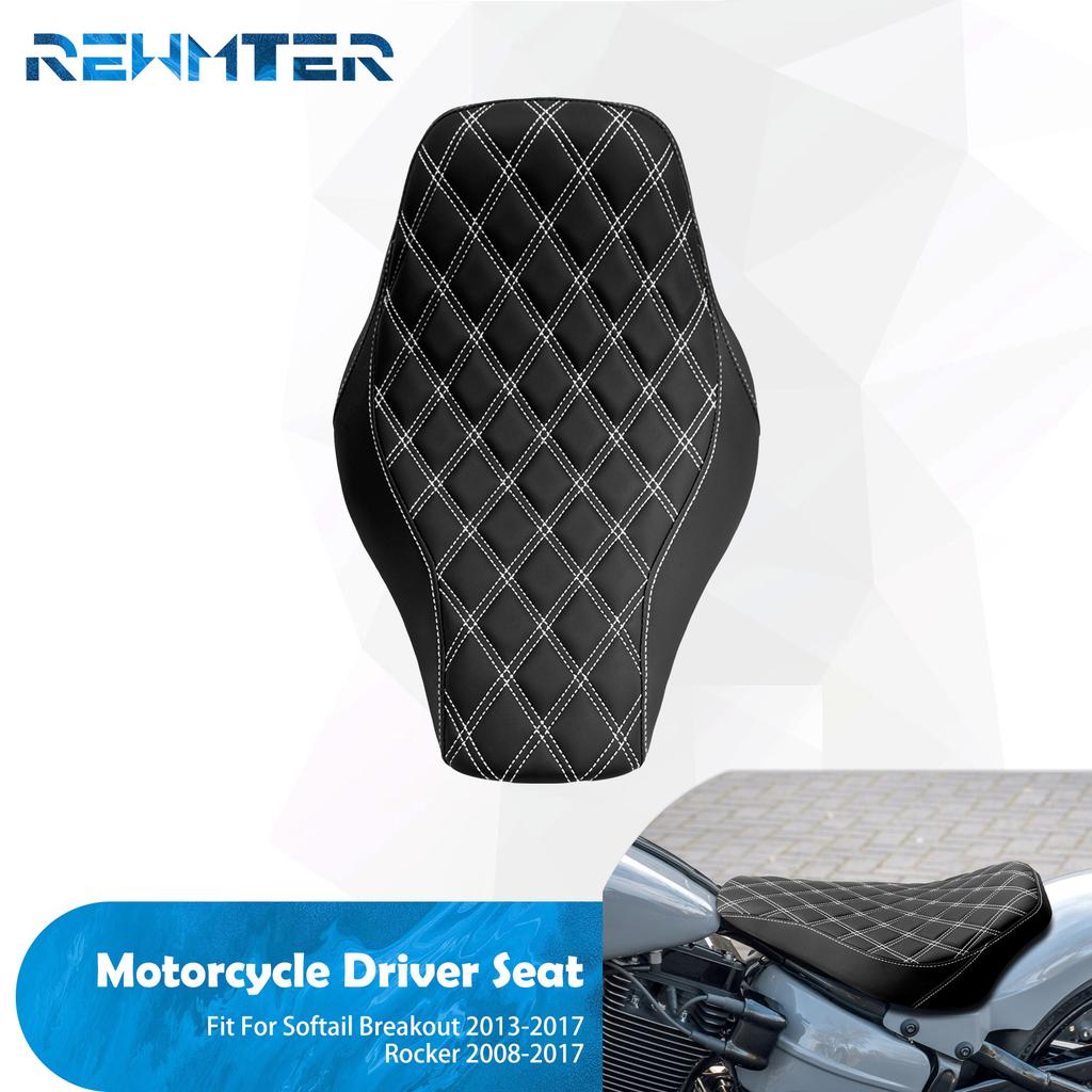 Motorcycle Driver Seat Front Solo Diamond Cushion For Harley Softail Breakout FXBR Rocker FXCW 08-2017 Leather Low Profile Seat